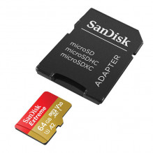Atminties kortelė SANDISK EXTREME microSDXC 64 GB 170/ 80 MB/ s UHS-I U3 ActionCam (SDSQXAH-064G-GN6AA)
