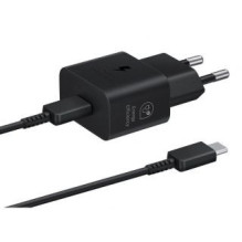 Samsung USB-C 25W kelioninis įkroviklis + USB-C duomenų kabelis EP-T2510XBE juodas