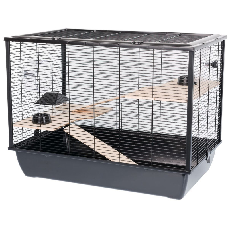 INTER-ZOO Hugo Wood black - cage for rodents - 78 x 48 x 58cm