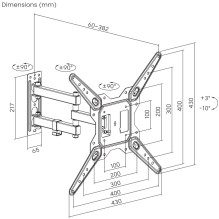 Maclean TV or monitor mount, universal, max VESA 400x400, 23-55&quot;, 30kg, black, MC-701N