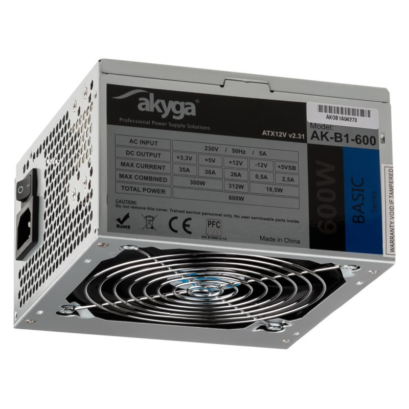 Akyga AK-B1-600 power supply unit 600 W 20+4 pin ATX ATX Grey