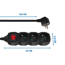 Esperanza ELK210K Power strip 3GN / 1,5M Black