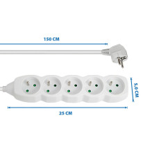 Esperanza ELK207W Power strip 5GN / 1.5M White