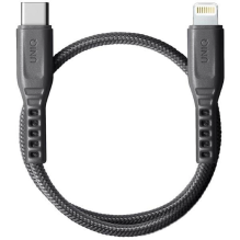 Uniq Flex USB-C / Lightning 18W nylon cable 30 cm - gray