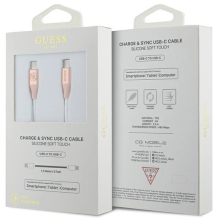 Guess Ebossed Logo USB-C / USB-C 1,5 m greito įkrovimo laidas – rožinė