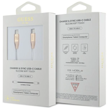 Guess Ebossed Logo USB-C / USB-C 1,5 m greito įkrovimo laidas – auksinis