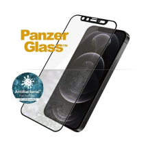 PanzerGlass E2E mikrolūžių antibakterinis stiklas su fotoaparato apsauga, skirtas iPhone 12/12 Pro – su juodu rėmeliu