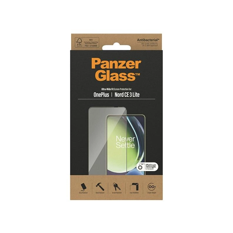 „PanzerGlass Ultra-Wide Fit“ grūdintas stiklas „OnePlus Nord CE 3 Lite“.