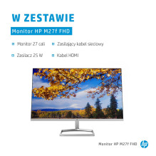 HP M27f 68,6 cm (27 colių) 1920 x 1080 pikselių Full HD LCD juodas, sidabrinis