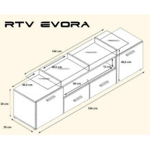 Cama TV stand EVORA 200 plum tree / black gloss