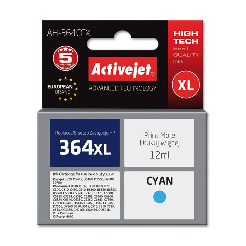 Activejet AH-364CCX Ink Cartridge (replacement for HP 364XL CB323EE Premium 12 ml cyan)