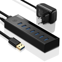 Ugreen daugiafunkcis HUB 7in1 USB-A – 7xUSB-A 5Gb/s juodas (US219)