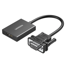 Ugreen VGA (vyriškas) į HDMI (moteriškas) adapterio kabelis 0,15 m juodas (CM513)