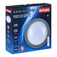 Modernus LED pritemdomas lubų plafonas Activejet FOCUS Gray belaidis valdymas nuotoliniu būdu