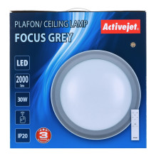 Modern LED dimmable ceiling plafond Activejet FOCUS Grey wireless control by remote