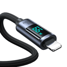 Joyroom Prism Series A16 USB-C / USB-A Cable 66W 1.2m with LED Display - Black