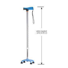 Walking stick - quadruped with soft grip - blue AR-017