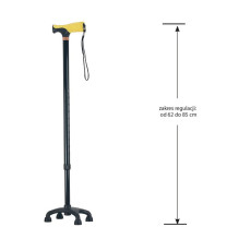 Walking stick - quadruped with soft grip - yellow AR-017