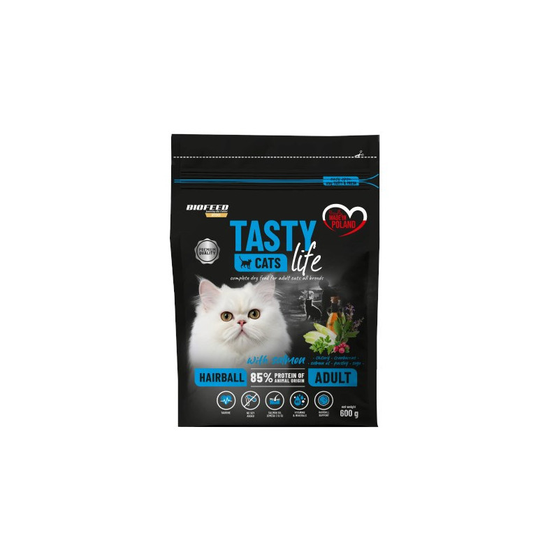 BIOFEED Tasty Cats Life Hairball Salmon - dry cat food - 600g