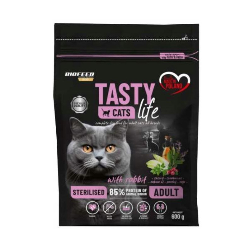 BIOFEED Tasty Cats Life Sterilised Rabbit - dry cat food - 600g