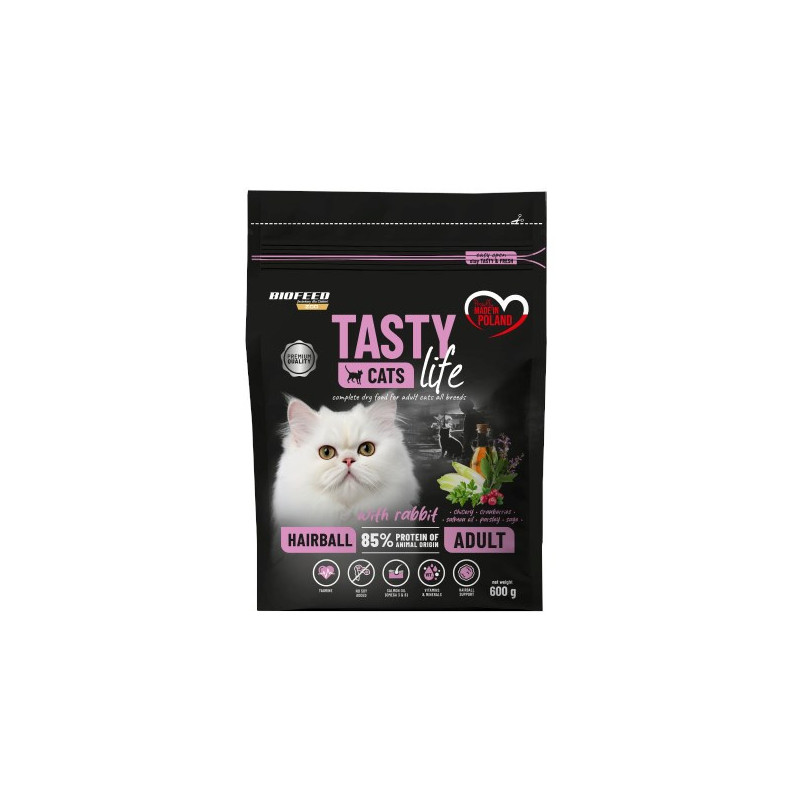 BIOFEED Tasty Cats Life Hairball Rabbit - dry cat food - 600g