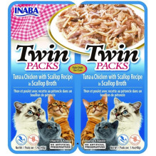 INABA CAT Twin Tuna with Chicken and Scallops in Broth - cat treat - 2x40g