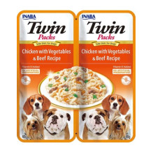 INABA Dog Twin Chicken with Vegetables and Beef in Broth - dog treat - 2x40g