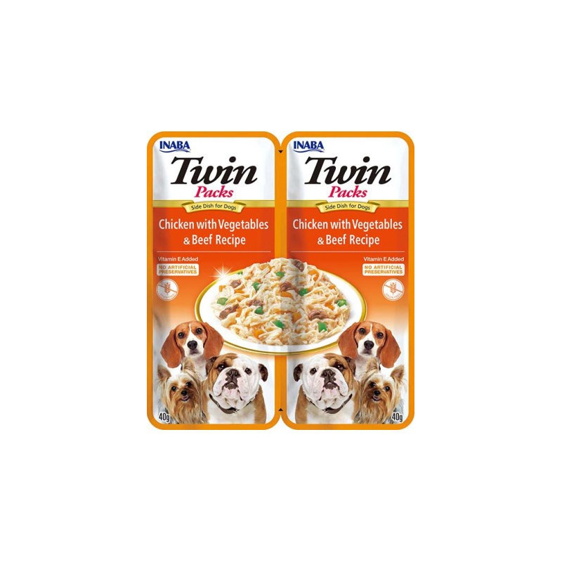 INABA Dog Twin Chicken with Vegetables and Beef in Broth - dog treat - 2x40g