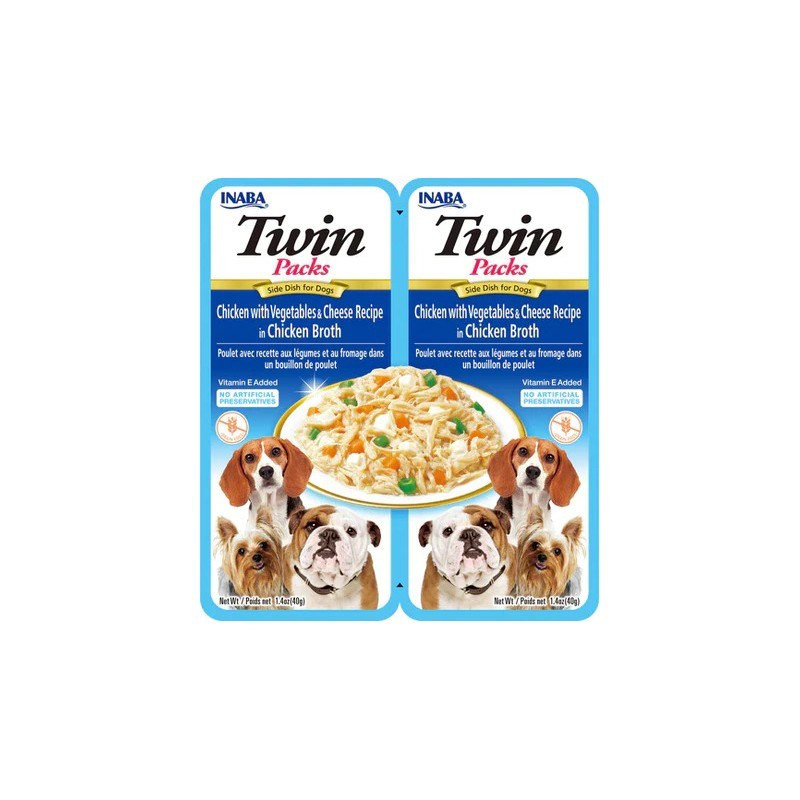 INABA Dog Twin Chicken with Vegetables and Cheese in Broth - dog treat - 2x40g