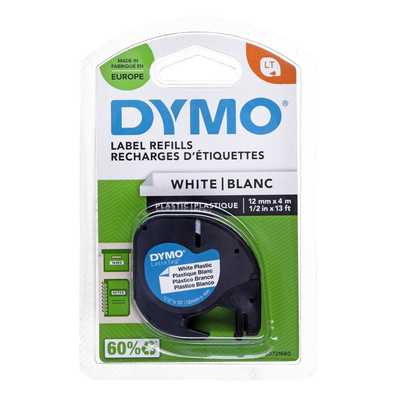 DYMO 12mm LetraTAG Plastikinė juosta etikečių klijavimo juosta