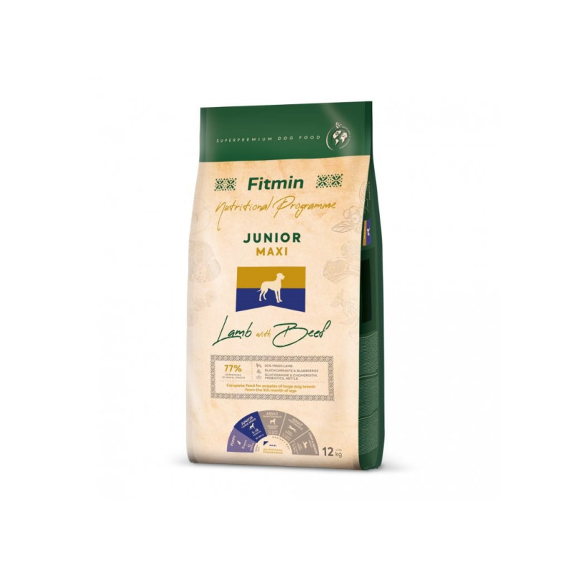 FITMIN Nutritional Programme Junior Maxi Lamb with beef - dry dog food - 12kg