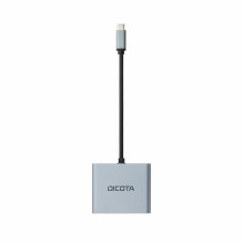 DICOTA D32063 USB-C portable 4-in-1 mini docking station 4K HDMI PD 100 W Silver