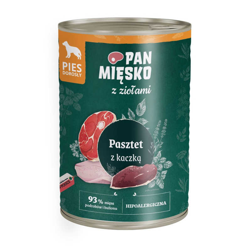 PAN MIĘSKO with herbs Duck pate - wet dog food - 400g