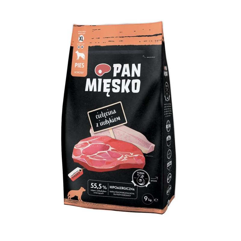 PAN MIĘSKO Veal with turkey XL - dry dog food - 9kg