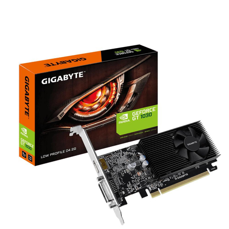 Graphics Card, GIGABYTE, NVIDIA GeForce GT 1030, 2 GB, GDDR4, 64 bit, PCIE 3.0 16x, Memory 2100 MHz, GPU 1177 MHz, Singl