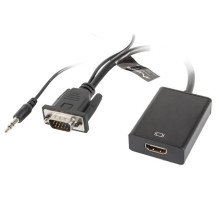 Lanberg AD-0021-BK vaizdo kabelio adapteris 0,2 m HDMI A tipo (standartinis) VGA (D-Sub) Juodas