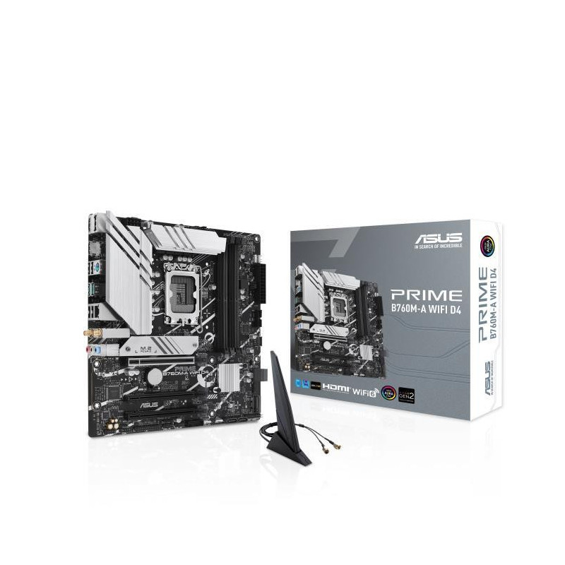 Mainboard, ASUS, Intel B760 Express, LGA1700, Micro-ATX, Memory DDR4, Memory slots 4, 3xPCI-Express 4.0 16x, 2xM.2, 2xHD