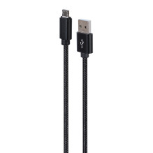 Gembird CCDB-mUSB2B-AMBM-6 Medvilninis pintas Micro-USB laidas su metalinėmis jungtimis, 1,8 m, juodas