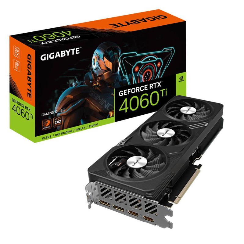 Graphics Card, GIGABYTE, NVIDIA GeForce RTX 4060 Ti, 8 GB, GDDR6, 128 bit, PCIE 4.0 16x, 2xHDMI, 2xDisplayPort, GV-N406T