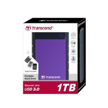 External HDD, TRANSCEND, StoreJet, 1TB, USB 3.0, Colour Purple, TS1TSJ25H3P