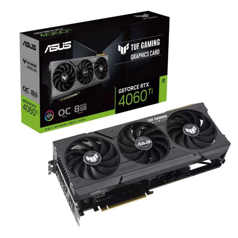 ASUS, NVIDIA GeForce RTX 4060Ti, 8GB, GDDR6, 128bit, PCIE 4.0 16x, 1xHDMI, 3xDisplayPort, TUF-RTX4060TI-O8G-GAMING