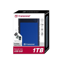 External HDD, TRANSCEND, StoreJet, 1TB, USB 3.0, Colour Blue, TS1TSJ25H3B