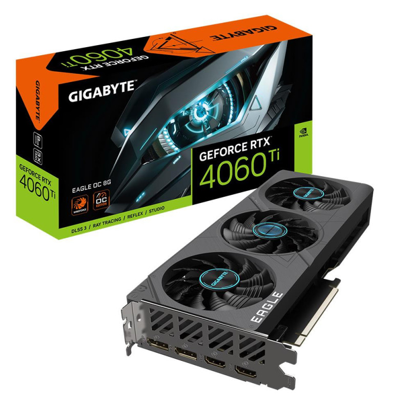 Graphics Card, GIGABYTE, NVIDIA GeForce RTX 4060 Ti, 8 GB, GDDR6, 128 bit, PCIE 4.0 16x, 2xHDMI, 2xDisplayPort, GV-N406T