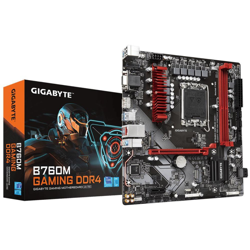 Mainboard, GIGABYTE, Intel B760 Express, LGA1700, Micro-ATX, Memory DDR4, Memory slots 2, 1xPCI-Express 3.0 1x, 1xPCI-Ex