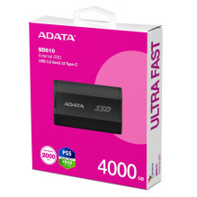 External SSD, ADATA, SD810, 4TB, USB-C, Write speed 2000 MBytes / sec, Read speed 2000 MBytes / sec, SD810-4000G-CBK