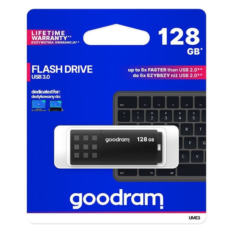 Goodram UME3 USB atmintinė 128 GB USB Type-A 3.0 (3.1 Gen 1) Juoda