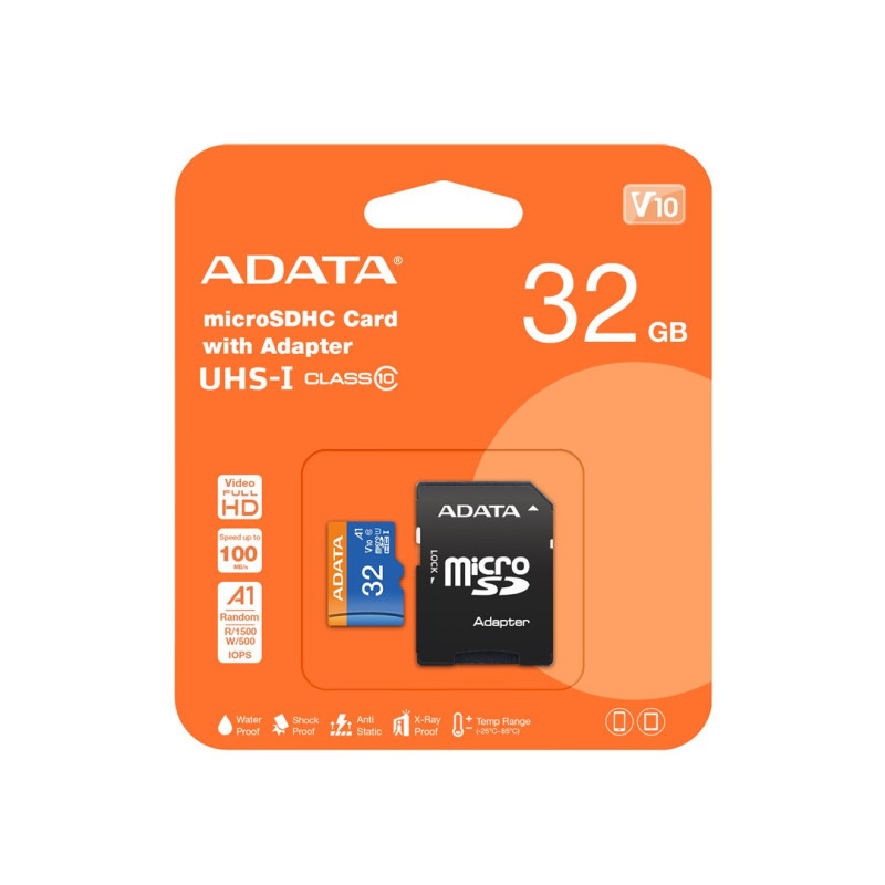 ADATA 32GB, microSDHC, 10 klasės UHS-I