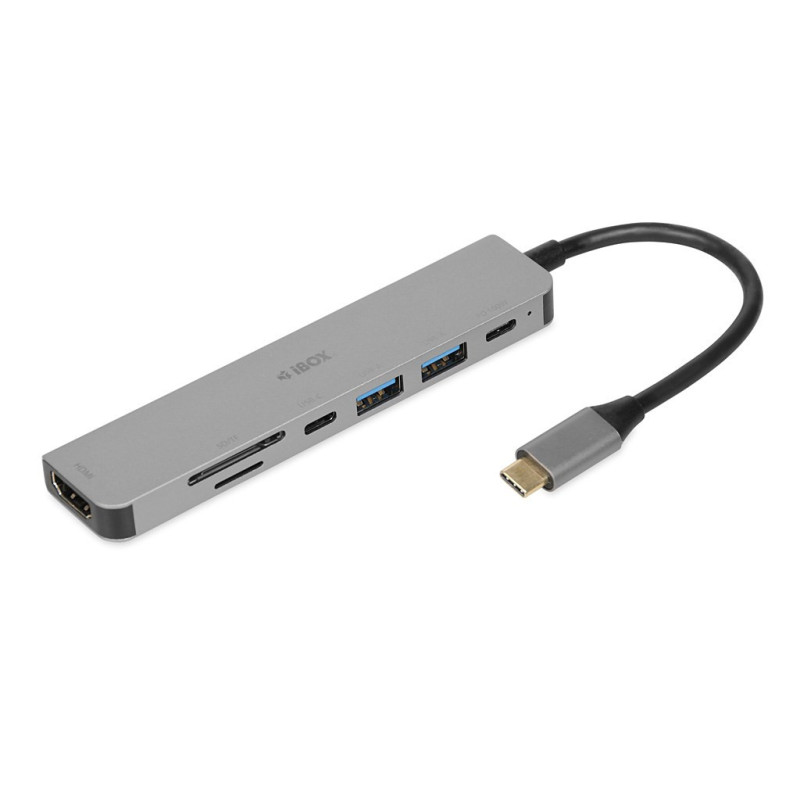 iBox IUH3SL4K notebook dock / port replicator USB 3.2 Gen 1 (3.1 Gen 1) Type-C Power Delivery 100W Silver