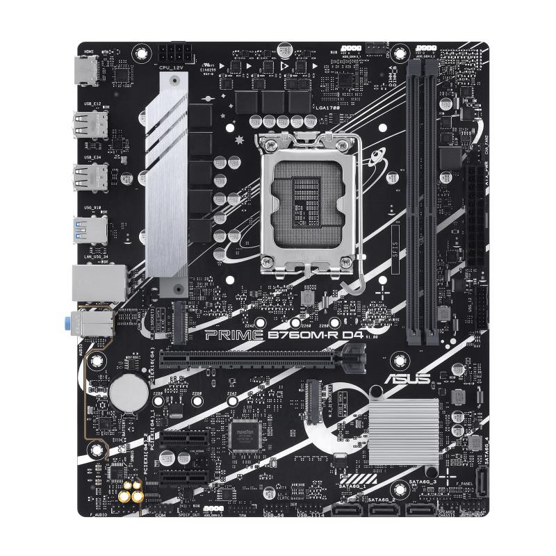 Mainboard, ASUS, Intel B760 Express, LGA1700, Micro-ATX, Memory DDR4, Memory slots 2, 2xPCI-Express 4.0 1x, 1xPCI-Expres