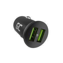 Green Cell GC CADM-GC-36AA - USB-Ladegeraet 36 W 2x USB-A schwarz žibintuvėlis, GPS, ausinės, mobilusis telefonas, navig